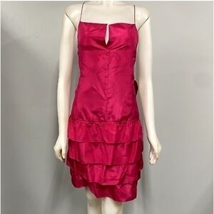 Ali Ro Silk Ruffle Gardenia Mini Dress Size 4 NWT